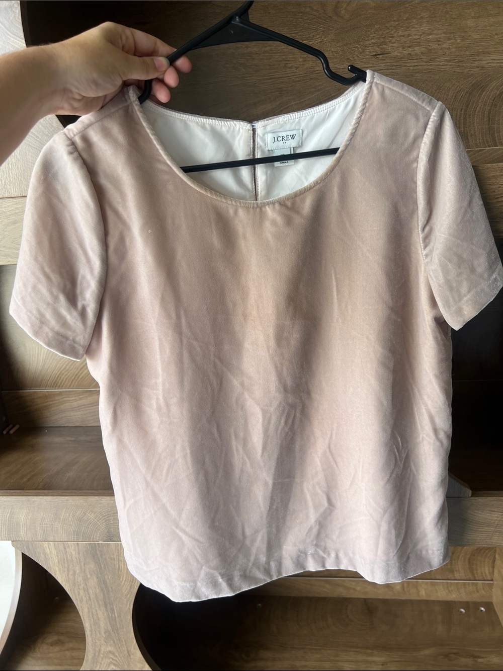 J. Crew Short Sleeve Velvet Blouse in Dusty Rose